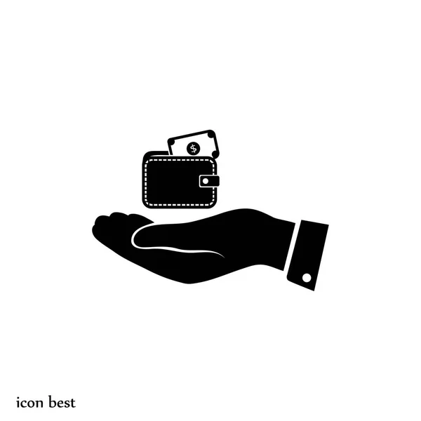 Portefeuille en main icône — Image vectorielle