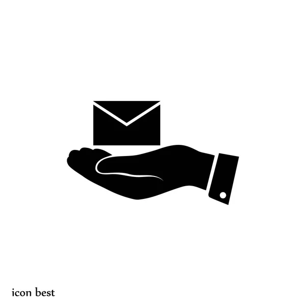 Icono de correo electrónico en mano — Vector de stock