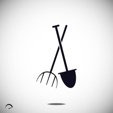 Bahçe çatal ve kürek simgesi