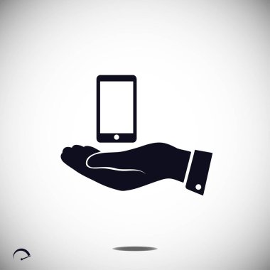 hareket eden telefon içinde el simgesi