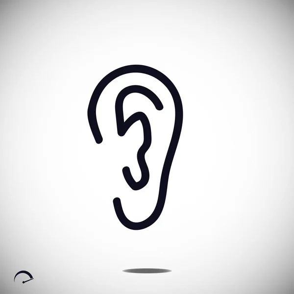 Ouvido humano ícone plana — Vetor de Stock