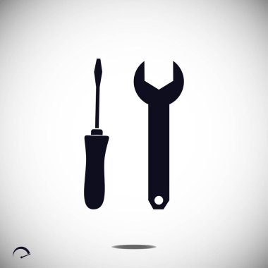 İngiliz anahtarı ve tornavida simgesi