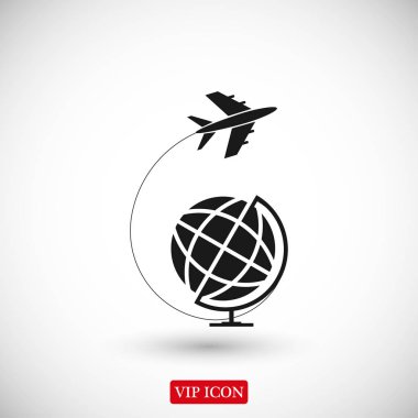 Seyahat Dünya ve uçak simgesi