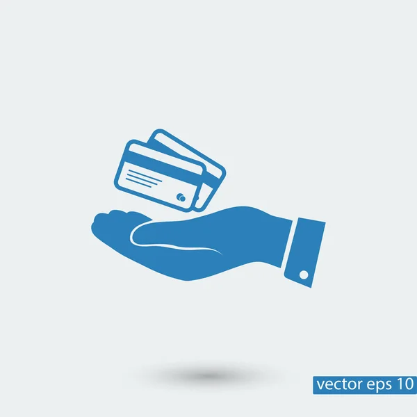 Icono de tarjetas de crédito en la mano — Archivo Imágenes Vectoriales