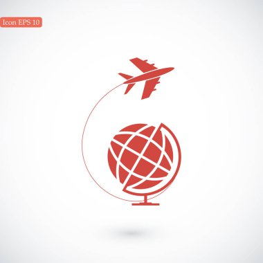Seyahat Dünya ve uçak simgesi