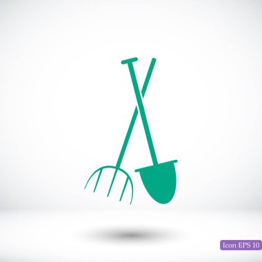 Bahçe çatal ve kürek simgesi