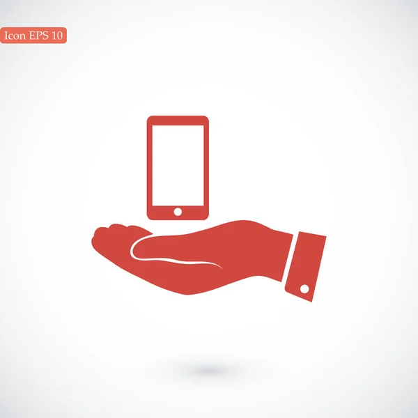 Icona del telefono cellulare in mano — Vettoriale Stock