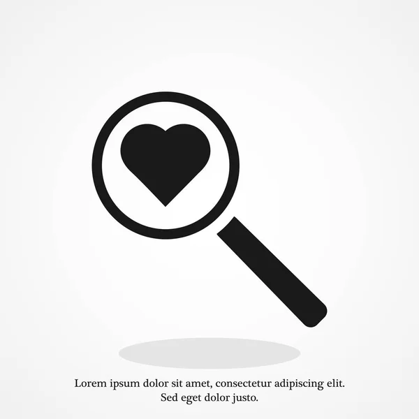 Heart search icon — Stock Vector