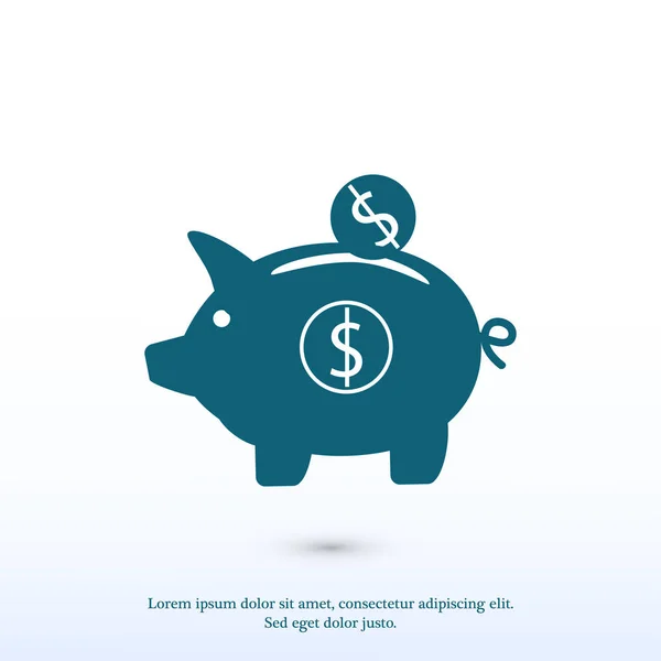 Piggy bank platte pictogram — Stockvector