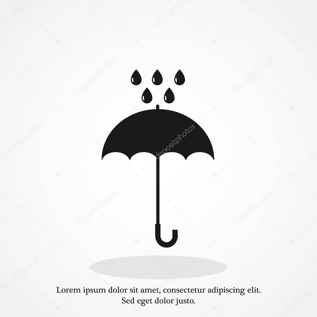 Umbrella and rain drops icon