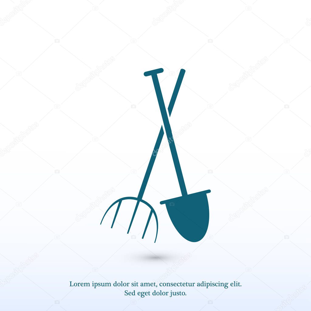 Garden fork, garden shovel icons