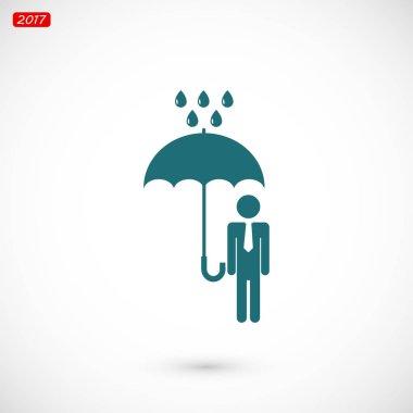 bir şemsiye yağmur simgesi olan adam