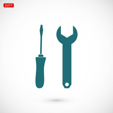 İngiliz anahtarı ve tornavida simgesi