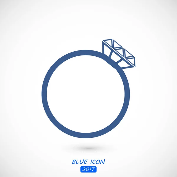 Anillo con icono de diamante — Vector de stock