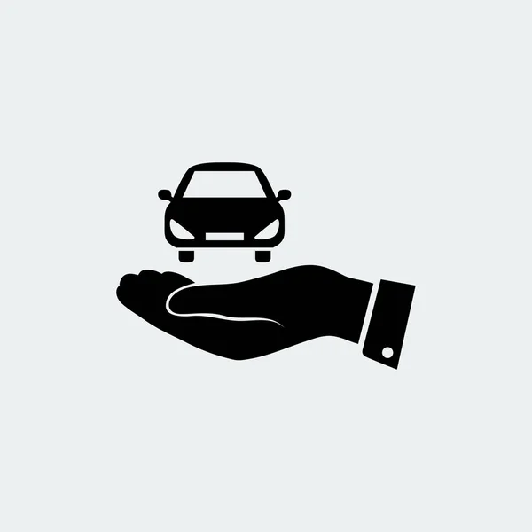 Pittogramma dell'icona dell'auto in mano — Vettoriale Stock