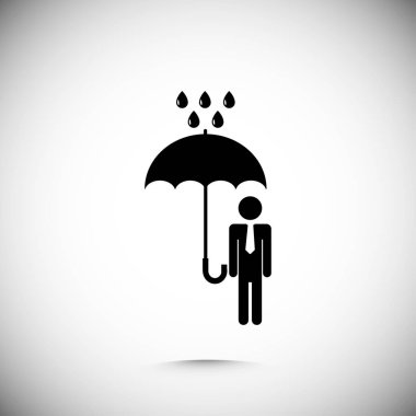 bir şemsiye yağmur simgesi olan bir adam