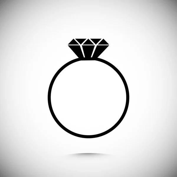 Anillo con icono de diamante — Vector de stock