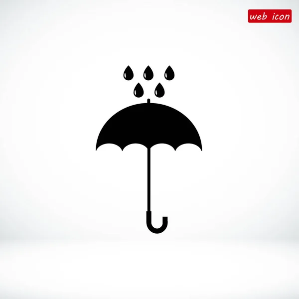 Parapluie et gouttes de pluie icône — Image vectorielle