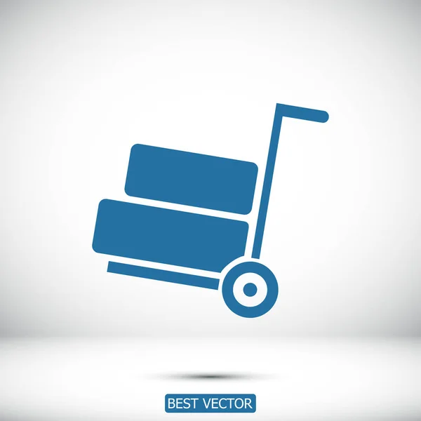 Wheelbarrow icono plano — Vector de stock