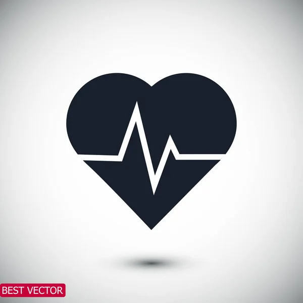 Batimento cardíaco ícone plano — Vetor de Stock