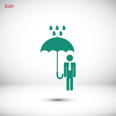 bir şemsiye yağmur simgesi olan bir adam