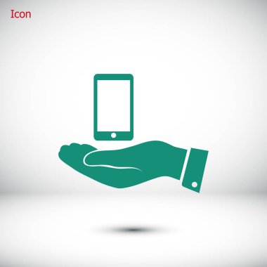 hareket eden telefon içinde el simgesi