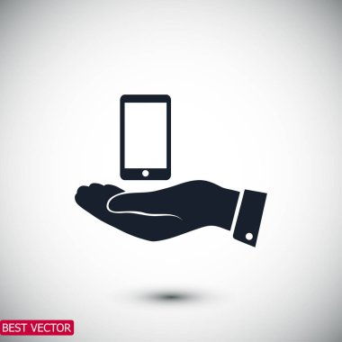 hareket eden telefon içinde el simgesi