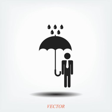 bir şemsiye yağmur simgesi olan bir adam