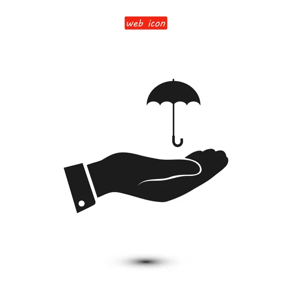 Deštník v ruce ikona — Stockový vektor