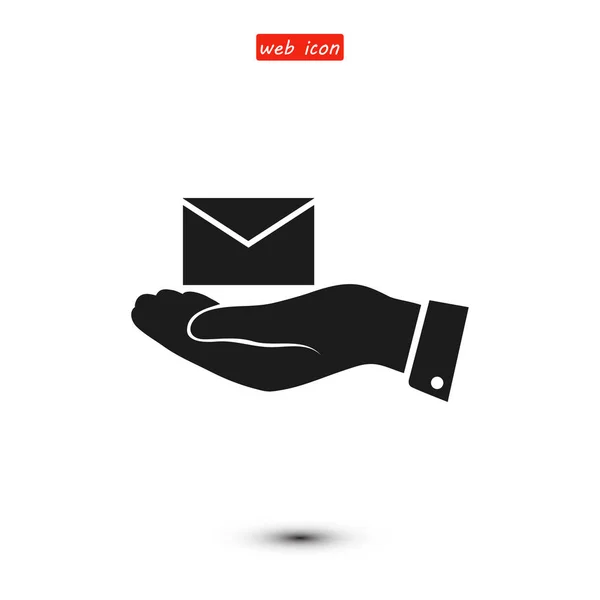 Email dans l'icône de la main — Image vectorielle