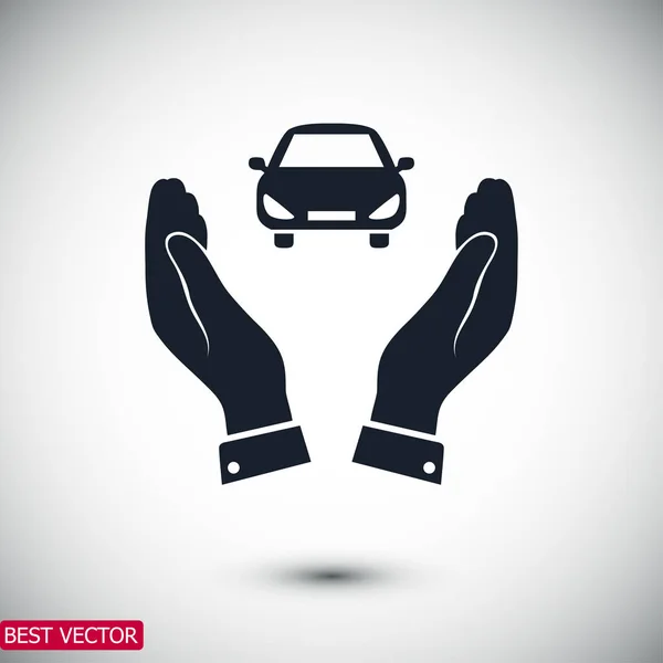 Coche en la mano icono — Vector de stock