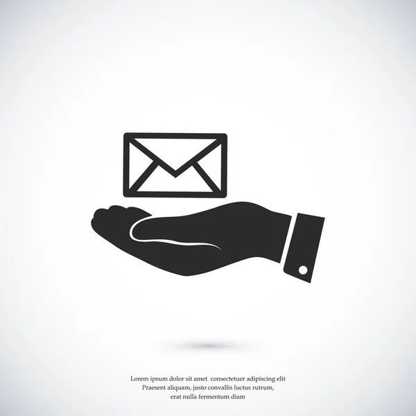 Pictogram van de envelop in de hand — Stockvector