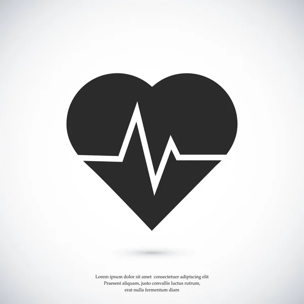 Icono plano latido del corazón — Vector de stock