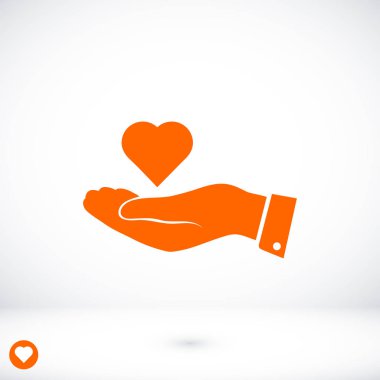 kalp el düz simgesi