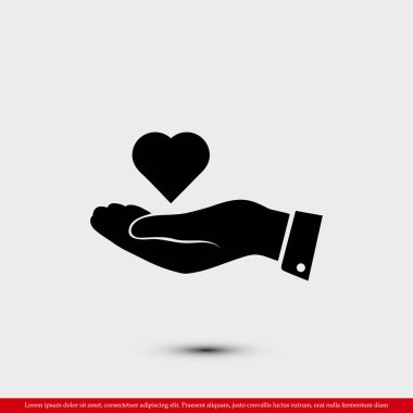 kalp el düz simgesi