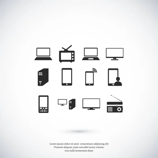 Ícones do dispositivo de comunicação —  Vetores de Stock