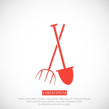 Bahçe çatal ve kürek simgesi