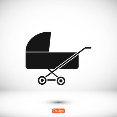 Çocuk arabası düz simgesi