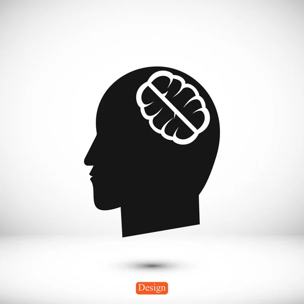 Cérebro humano e ícone da cabeça — Vetor de Stock