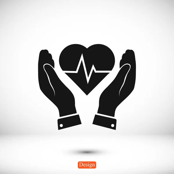 Corazón y manos icono — Vector de stock