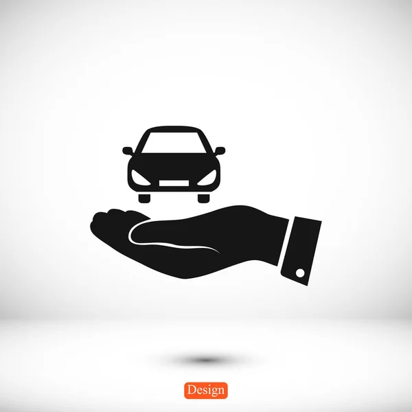 Car in hand icon — Stock Vector