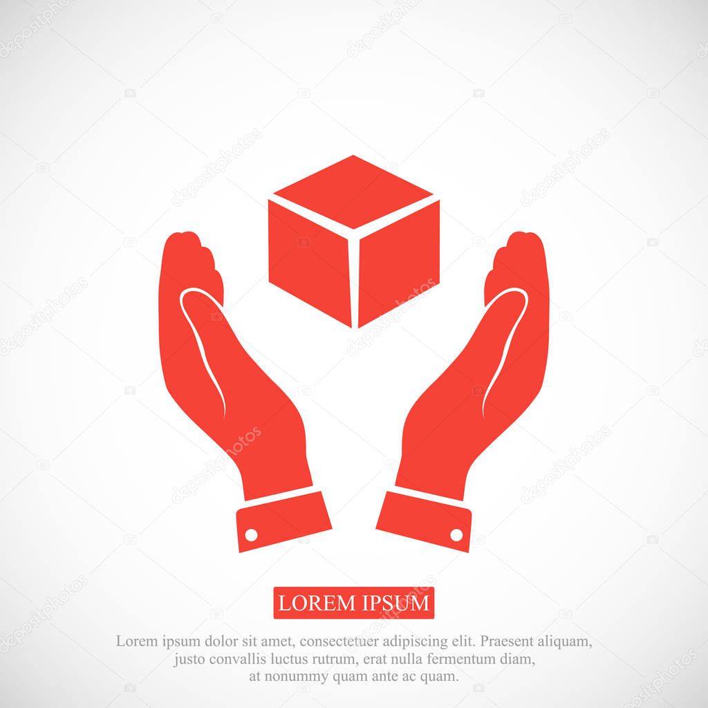 cube in hands icon