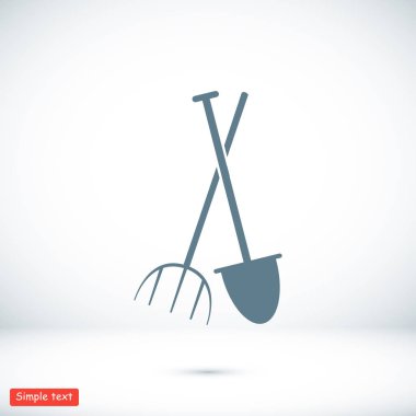 Bahçe çatal ve kürek simgesi