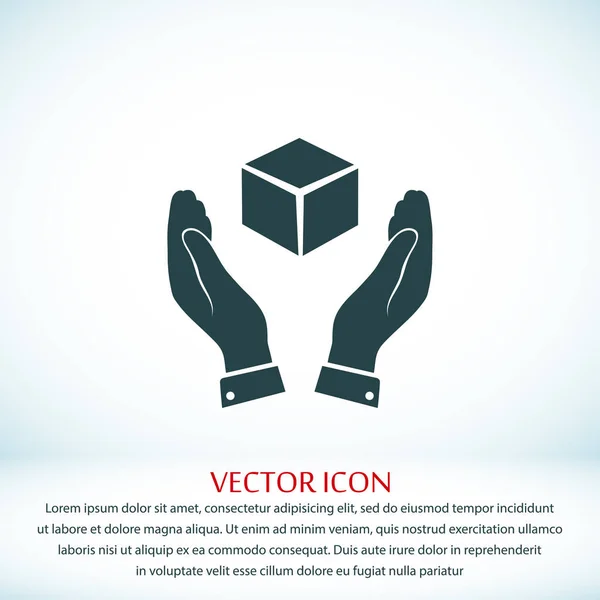 Kub i hand ikon — Stock vektor