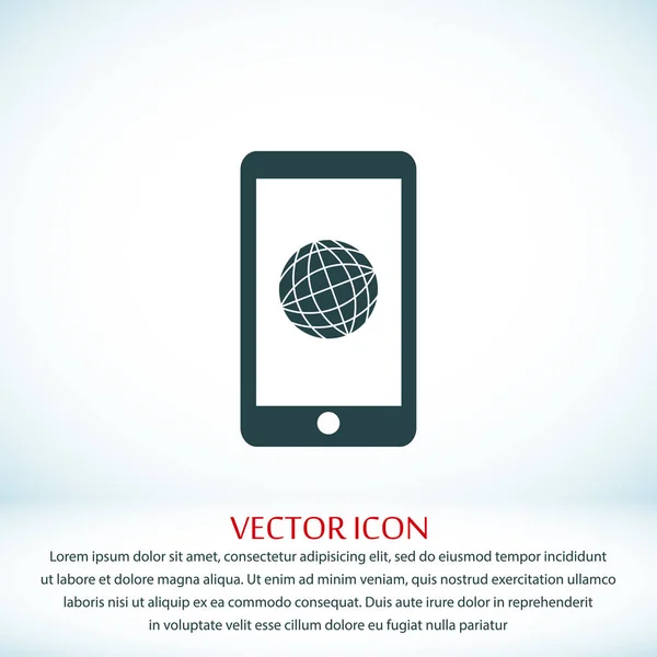 Smartphone con icono globo — Vector de stock