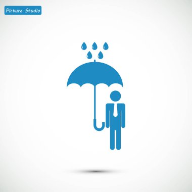 şemsiye yağmur simgesi olan adam