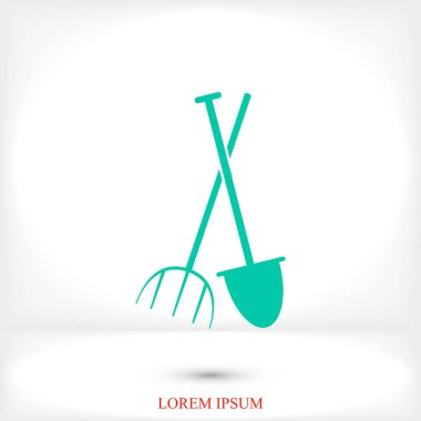 Bahçe çatal ve kürek simgesi