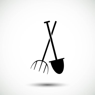 Bahçe çatal ve kürek simgesi