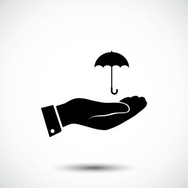 şemsiye ile insan el simgesi