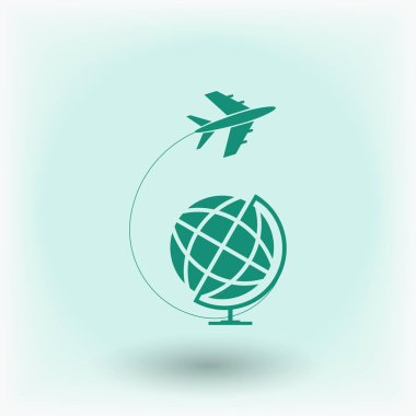 Seyahat Dünya ve uçak simgesi
